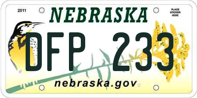 NE license plate DFP233