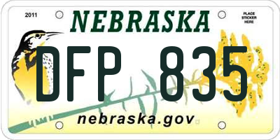 NE license plate DFP835