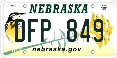 NE license plate DFP849