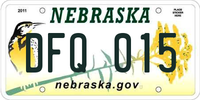 NE license plate DFQ015