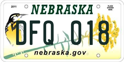 NE license plate DFQ018