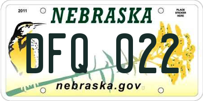 NE license plate DFQ022