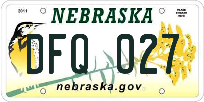 NE license plate DFQ027