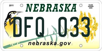 NE license plate DFQ033