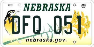 NE license plate DFQ051