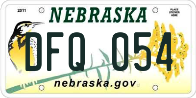 NE license plate DFQ054
