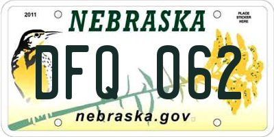 NE license plate DFQ062