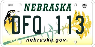 NE license plate DFQ113