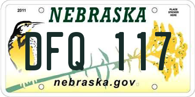 NE license plate DFQ117