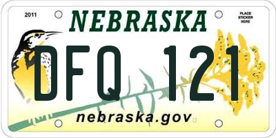 NE license plate DFQ121