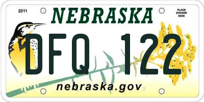 NE license plate DFQ122