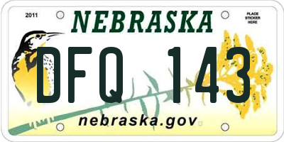 NE license plate DFQ143
