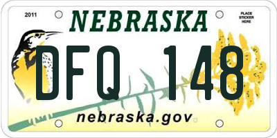NE license plate DFQ148