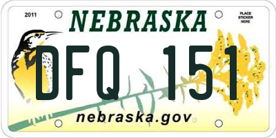 NE license plate DFQ151