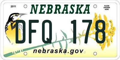 NE license plate DFQ178