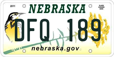 NE license plate DFQ189