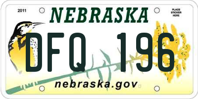 NE license plate DFQ196
