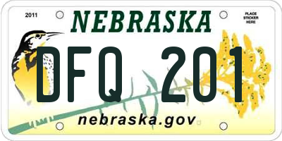 NE license plate DFQ201