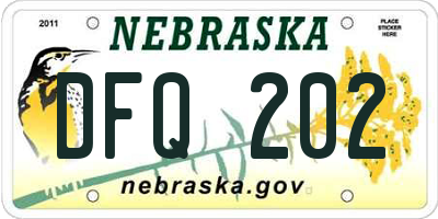 NE license plate DFQ202