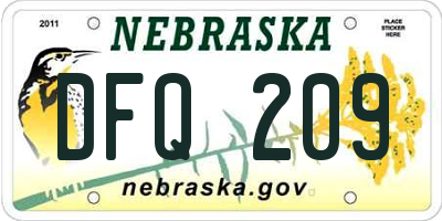 NE license plate DFQ209
