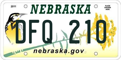 NE license plate DFQ210
