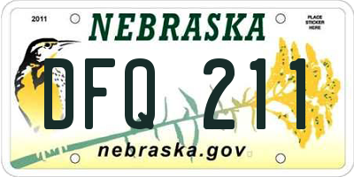 NE license plate DFQ211