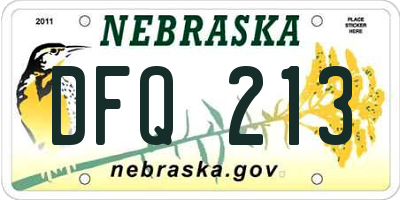 NE license plate DFQ213