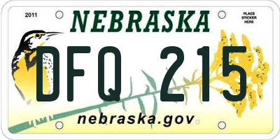 NE license plate DFQ215