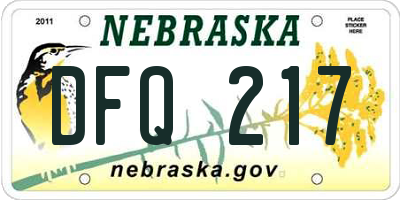 NE license plate DFQ217