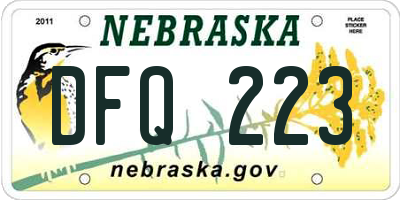 NE license plate DFQ223