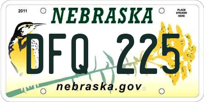 NE license plate DFQ225