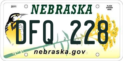NE license plate DFQ228