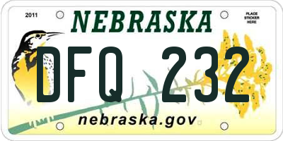NE license plate DFQ232