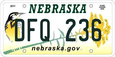 NE license plate DFQ236