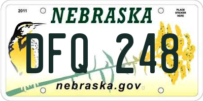NE license plate DFQ248