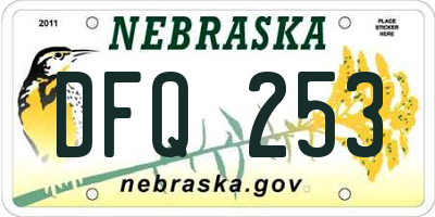 NE license plate DFQ253