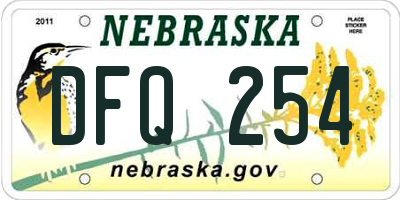 NE license plate DFQ254