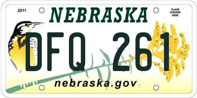 NE license plate DFQ261