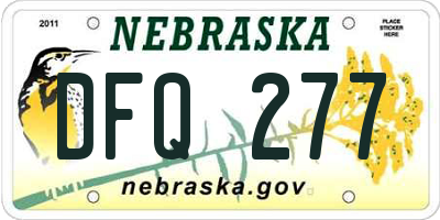NE license plate DFQ277