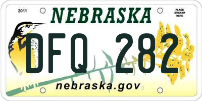 NE license plate DFQ282