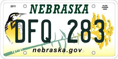 NE license plate DFQ283