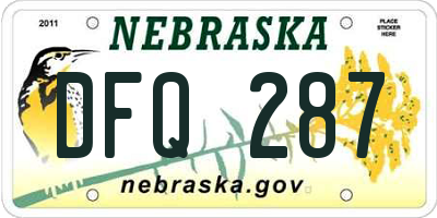NE license plate DFQ287
