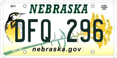 NE license plate DFQ296