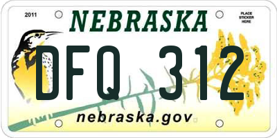 NE license plate DFQ312