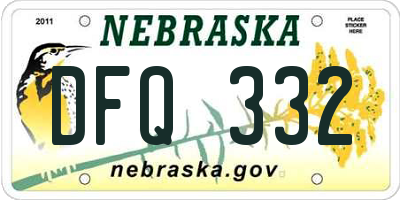 NE license plate DFQ332