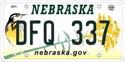 NE license plate DFQ337