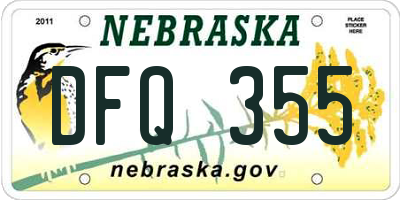 NE license plate DFQ355