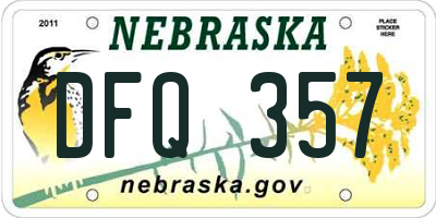 NE license plate DFQ357