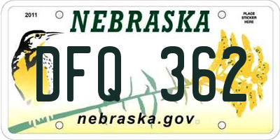 NE license plate DFQ362