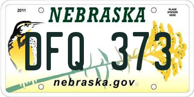 NE license plate DFQ373